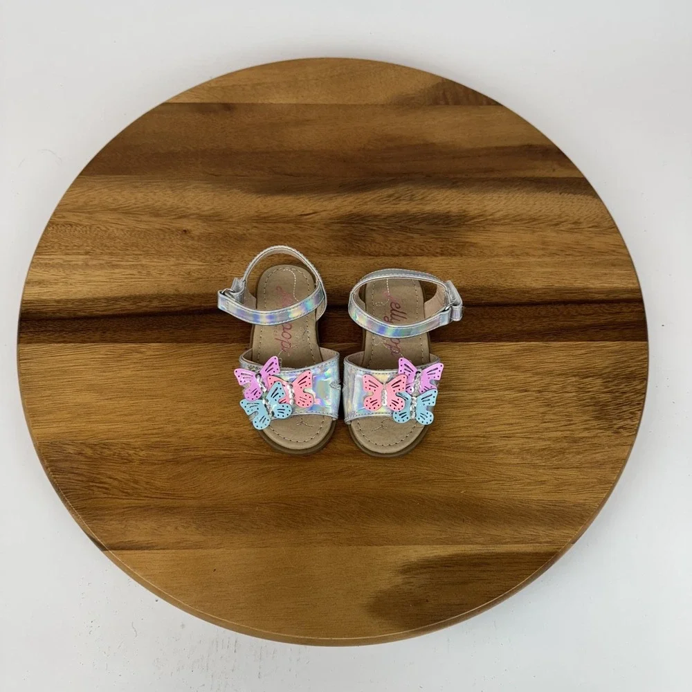 New Little Kids Girls Jellypop Lil Sheba Iridescent‎ Butterfly Sandals Size 5 C